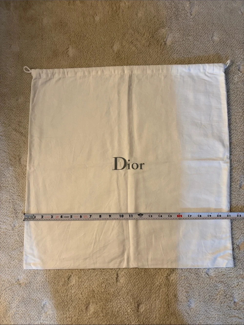 Dior Cream Canvas Drawstring Dust Sack Large 21x21